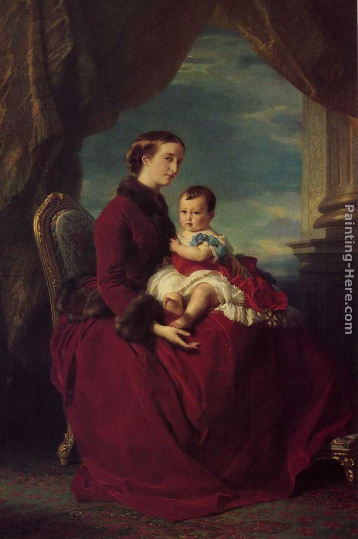 Franz Xavier Winterhalter The Empress Eugenie Holding Louis Napoleon, the Prince Imperial on her Knees